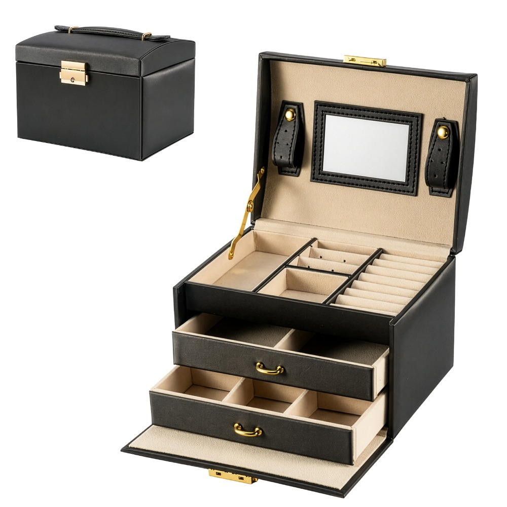 Multi-Layer Portable Jewellery Organiser with Mirror